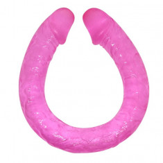 Dildo Dublu Double Dong, TPR, Roz, 48.5 cm