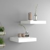 Set 2 Rafturi Perete Gossi, Suspendate, MDF, Alb, 23x23.5x3.8 cm, Montare Invizibila, Design Modern