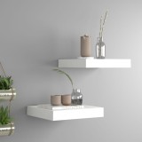 Rafturi Perete Suspendate vidaXL, 2 buc, Albe, 23x23.5 cm, MDF, Montare Usoara, Design Modern