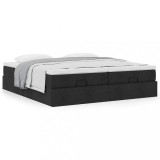Gossi cadru de pat otoman cu saltele, tesatura neagra 200x200cm
