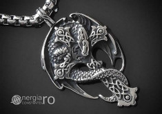 Pandantiv Dragon Inaripat pe Cruce INOX - cod PND220 foto