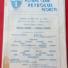 Program meci fotbal PETROLUL PLOIESTI - "METALUL" PLOPENI (10.05.1975)