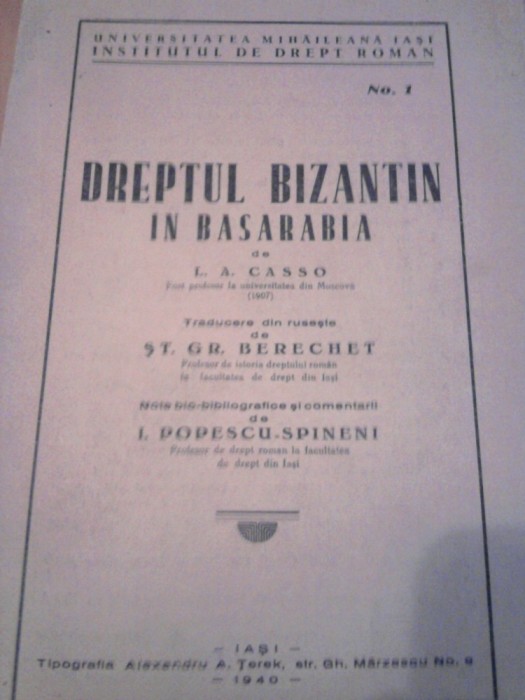 Dreptul bizantin in Basarabia L CASSO