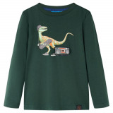 Tricou pentru copii cu maneci lungi verde &icirc;nchis 128 GartenMobel Dekor, vidaXL