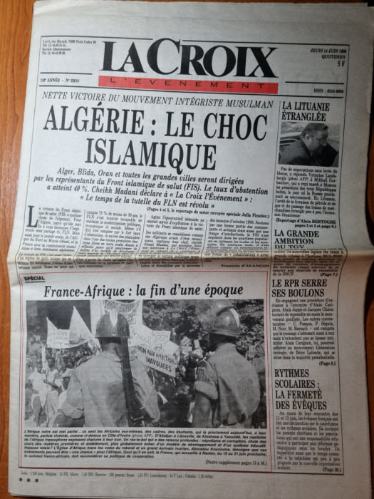 ziarul francez &quot;le croix&quot; 14 iunie 1990- articol mineriada