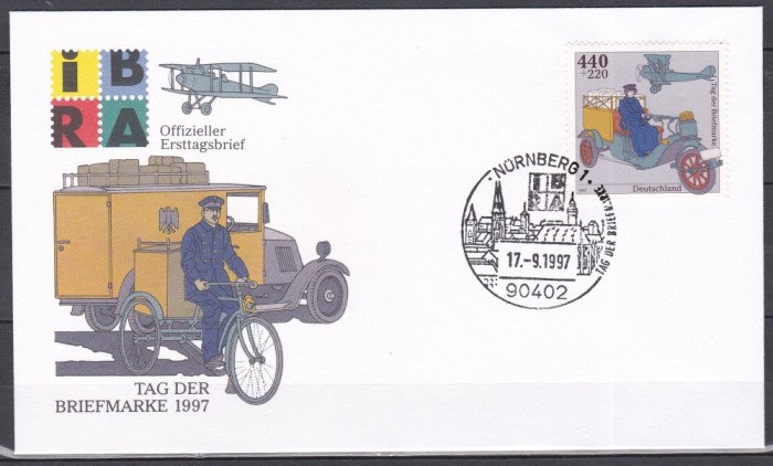 Germania 1997 - Ziua Timbrului - Istoria Expedițiilor Poștale, FDC, MNH