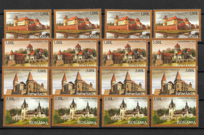 ROMANIA 2008 - CASTELE DIN ROMANiA, LOT 4 SERII, MNH - LP 1810