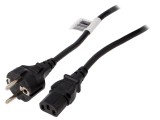 Cablu QOLTEC 3x1mm&sup2; CEE 7/7 la IEC C13 2,5m 16A Negru 50369