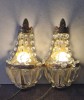 2 x lampa aplica veioza perete, vechi vintage antic, stil Art Deco, cu design geometric &amp; elemente cristal &amp; detalii alama, din prima jumatate sec XX, Lampi