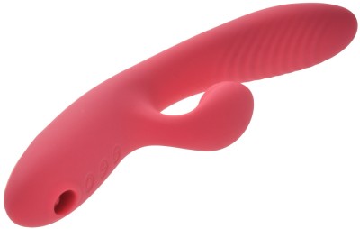 Vibrator Iepuras Sipi, 10 Moduri Vibratii&amp;amp;Incalzire+Stimulator Air Pulse, Silicon, USB, Roz, 24 cm, Mokko Toys foto
