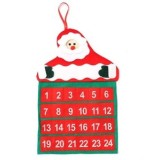 Calendar de Craciun Flippy, Mos Craciun, tip decoratiune, material poliester, cu buzunarele, pentru brad sau prete, 20 x 30 cm, multicolor