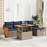Gossi set mobilier gradina cu perne 6 piese gri poliratan/lemn acacia