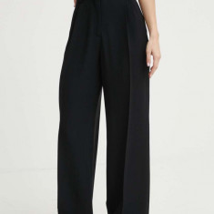 Iceberg pantaloni femei, culoarea negru, drept, high waist