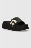 Karl Lagerfeld papuci KONDOMINIUM femei, culoarea negru, cu platforma, KL88808N