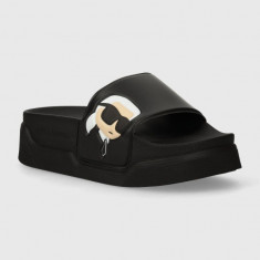 Karl Lagerfeld papuci KONDOMINIUM femei, culoarea negru, cu platforma, KL88808N
