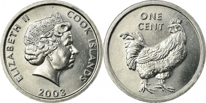 Insulele Cook 2003 - 1 cent, cocos, UNC