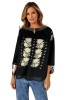 Bluza dama tip ie 257 negru/bej , marimea 4XL, Casual, Bumbac
