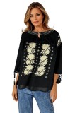 Bluza dama tip ie 257 negru/bej marimea S, Casual, Bumbac