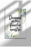 Poster religios pe p&acirc;nză, fără ramă, cu imprimeu digital rom&acirc;nesc - Domnul este puterea familiei noastre | A4 (21 x 29.7 cm)