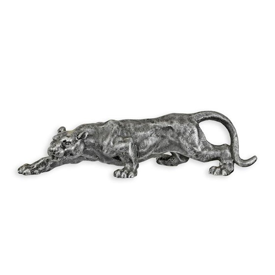 Pantera-statueta fonta cu finisaj argintiu JP-49S