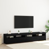 vidaXL Cabinete TV 2 buc cu lumini LED din lemn ingineresc de stejar negru