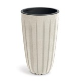 Ghiveci decorativ de flori, rotund, inalt, alb, 29x50 cm, 23/9 L, Wario ECO