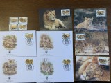 India - feline - lei - serie 4 timbre MNH, 4 FDC, 4 maxime, fauna wwf