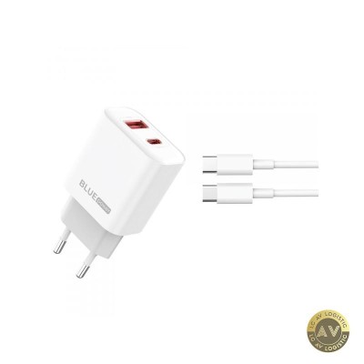 Incarcator Retea Cu Cablu USB-C Blue Power BPCE12C 20W 3A 1 x USB-A - 1 x USB-C Alb foto