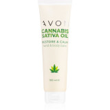 Avon Cannabis Sativa Oil Restore &amp; Calm cremă de m&acirc;ini și corp cu ulei de canepa 150 ml