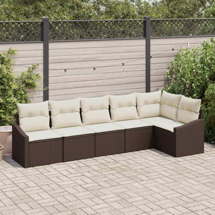 vidaXL Set de canapele pentru grădină 6 pcs Maro Rattan poli 3346738