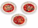 Cumpara ieftin Set 3 platouri Craciun portelan multicolor &Oslash; 20,5 cm