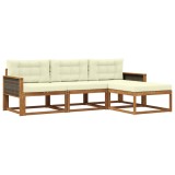 vidaXL Set de canapele de exterior cu pernă 4 pcs Natural și Crem 3382458