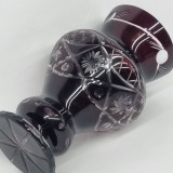 Vaza romaneasca cristal rosu rubin, veche, vintage