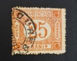 Regatul Rom&acirc;niei 1918 Marcă Fiscală Poștală "Taxa de Factagiu" (25 Bani Portocaliu-Cărămiziu) Ștampilată - CKL2, Stampilat