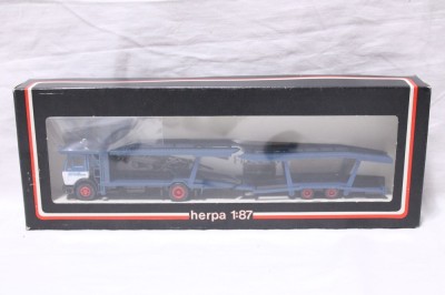 Macheta auto 1:87 HO Herpa 906 440 autotransporter platforma auto trailer foto