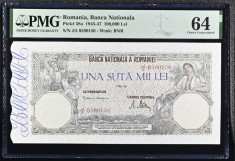 100.000 lei Mai 1947 PMG64 UNC bancnota gradata
