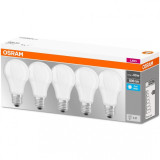Set de 5x bec Led Osram, LED BASE CLASSIC A, E27, 8.5W (60W), 220-240 V, lumina neutra (4000K), 806 lumeni, durata de viata 10.000 ore, clasa energeti
