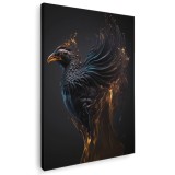 Tablou canvas pasarea phoenix in flacari, negru, maro 1088 Tablou canvas pe panza CU RAMA 60x90 cm