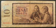 Bancnota 10 KORUN / COROANE - RS CEHOSLOVACIA, anul 1960 *Cod 163 foto