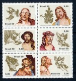 Bloc 6 Timbre Brazilia 1980 - Artă Sacră, Sculpturi O Aleijadinho (Patimile lui Hristos) - MNH -A101