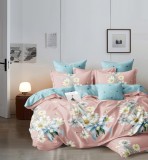 Cumpara ieftin Lenjerie Pat Soldy Sf202, Bumbac, 6 Piese, Fara Elastic, Albastru, Roz