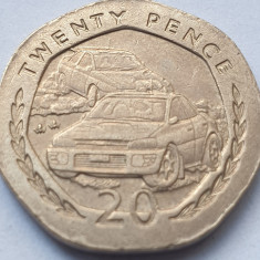 Moneda 20 pence 1997 Isle of Man, Manx Rally, Imprezza vs Ford Cosworth, km#592