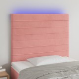 Cumpara ieftin Tăblie de pat cu LED, roz, 80x5x118/128 cm, catifea
