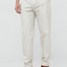 Armani Exchange pantaloni de bumbac culoarea bej, cu fason chinos