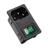 Mufa alimentare PC tata+siguranta+intrerupator verde 6A 250Vac panou