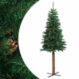 Pom Craciun artificial subtire lemn si conuri verde 150 cm PVC