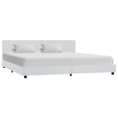 vidaXL Cadru de pat, alb, 180x200 cm, piele ecologică