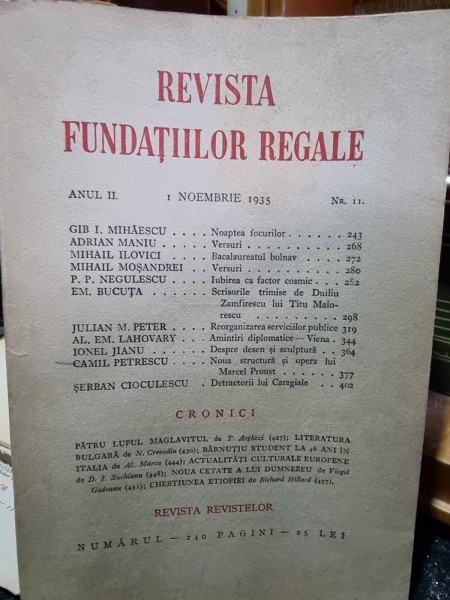Revista Fundatiilor Regale Anul II 1 Noiembrie 1935 Nr. 11