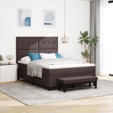 vidaXL Pat cu Arcuri cu Saltea &amp; Bancă Gri &Icirc;ntunecat 160x200 cm Țesătură