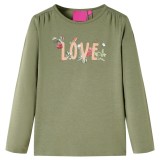 Tricou pentru copii cu m&acirc;neci lungi, kaki, 140